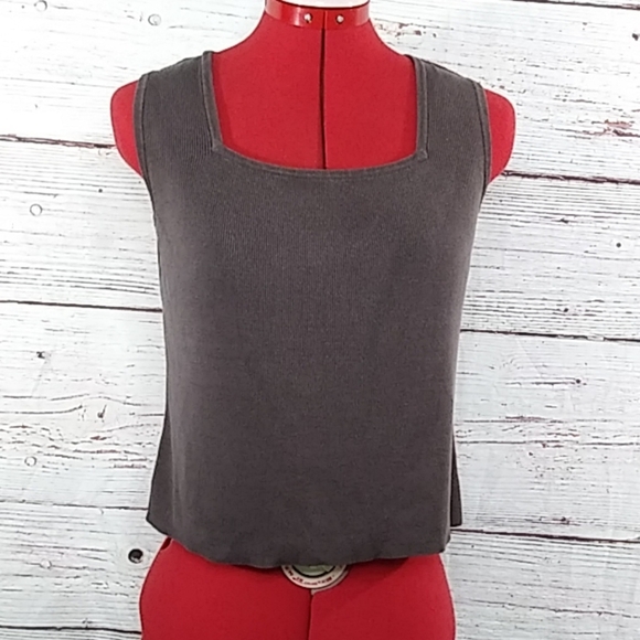 Caslon Sleeveless Square-Neck Silk Top Sz M - Picture 1 of 7